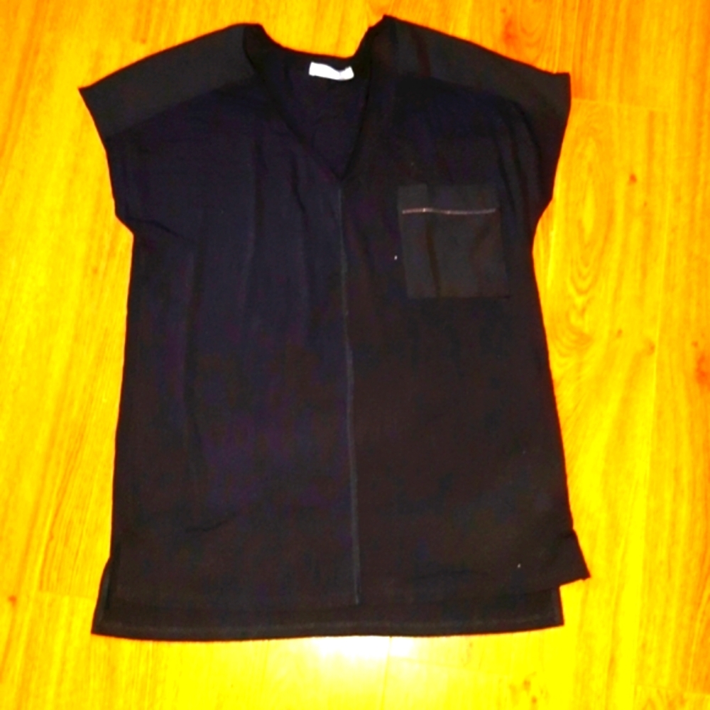 (M)🎀DEX🎀 Sheer with Pocket Black Top Ptp19"×L26.5" - Picture 2 of 7